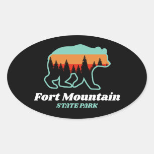 Fort Mountain State Park Georgia GA Bear Retro Oval Sticker