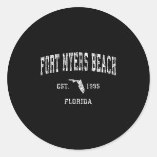 Fort Myers Beach Florida Fl Vintage Athletic Sport Classic Round Sticker