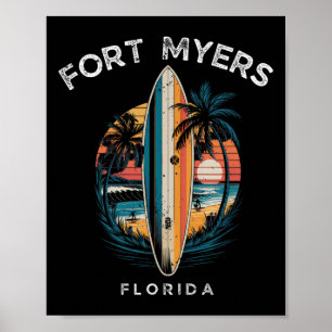 Fort Myers Beach Florida Men Women Surfing Poster