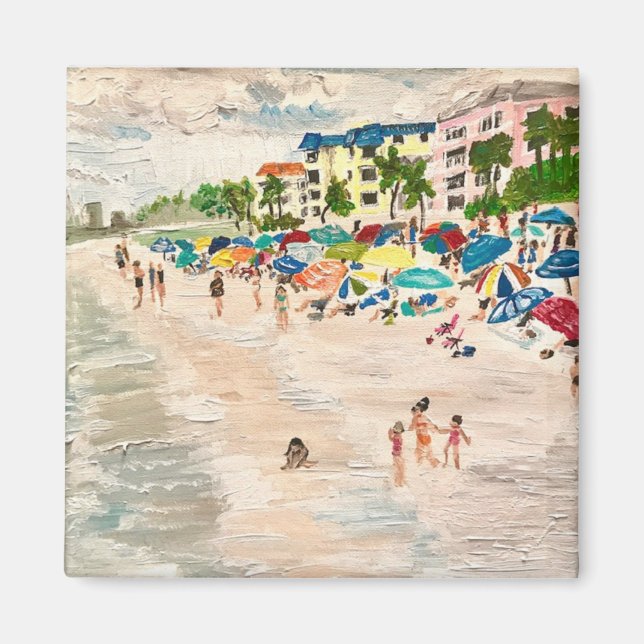 "Fort Myer's Beach" painting by Willlowcatdesigns  Magnet (Front)