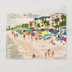 "Fort Myer's Beach" painting by Willlowcatdesigns  Postcard