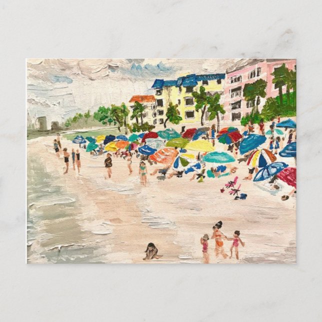 "Fort Myer's Beach" painting by Willlowcatdesigns  Postcard (Front)