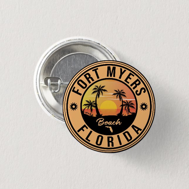 Fort Myers Beach Retro - Florida Retro Souvenir 3 Cm Round Badge (Front & Back)