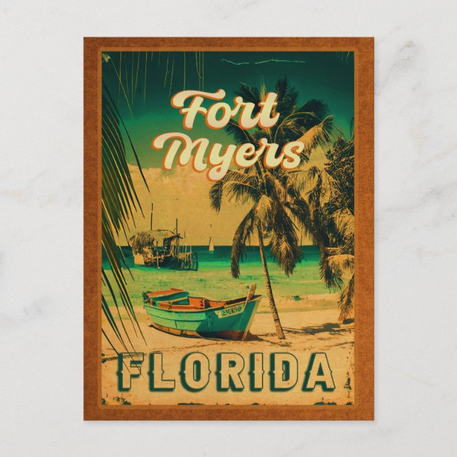 Fort Myers Beach Retro Florida Retro Souvenir 80s Postcard (Front)