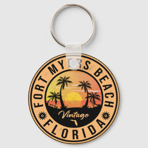 Fort Myers Beach Retro - Florida Retro Sunset Key Ring