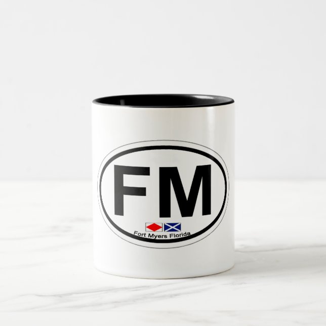 Fort Myers Beach. Two-Tone Coffee Mug (Center)