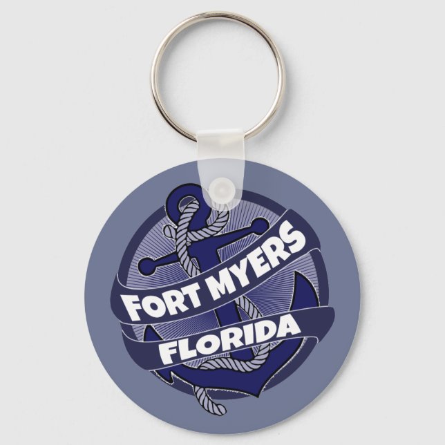 Fort Myers Florida anchor swirl keychain (Front)