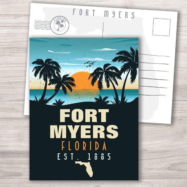 Fort Myers Florida Beach - Retro Sunset 60s Postcard (Creator Uploaded)