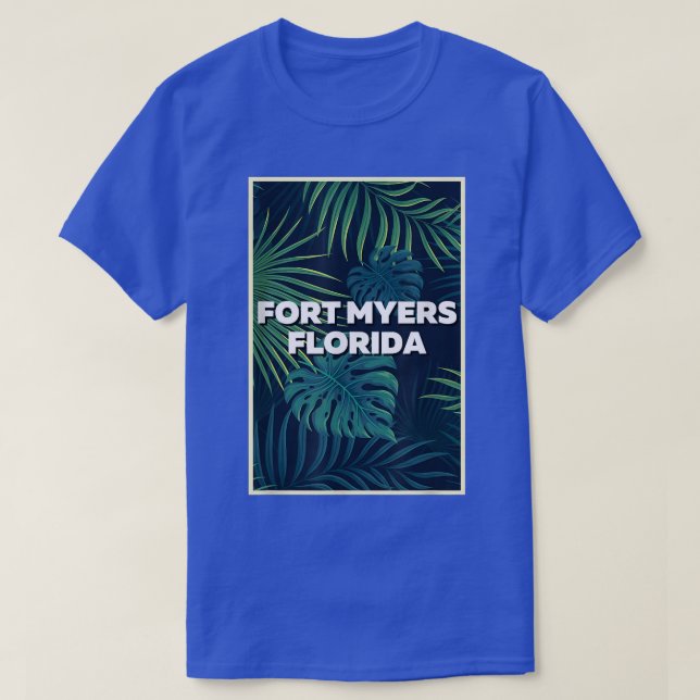 Fort Myers Florida Beaches Palm Leaves Summer Art  T-Shirt (Design Front)