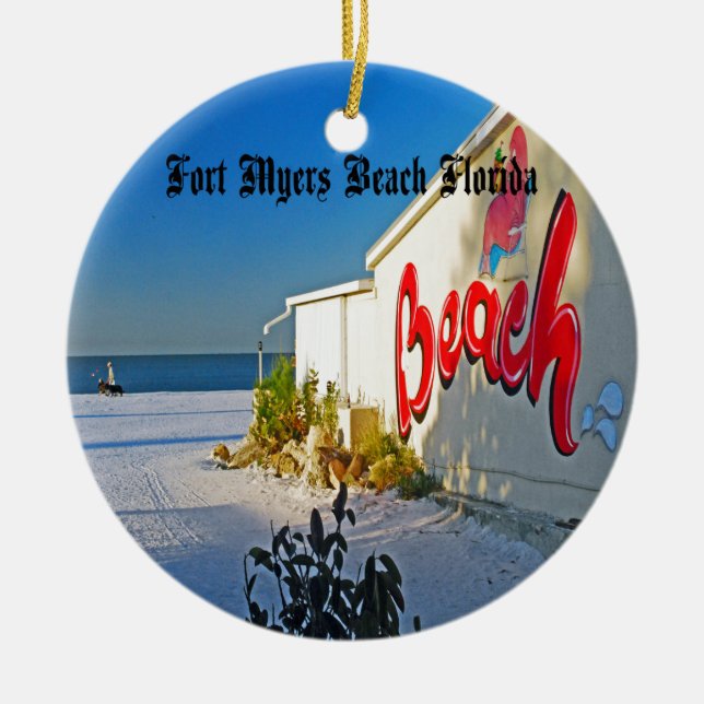 Fort Myers florida Ceramic Tree Decoration (Front)