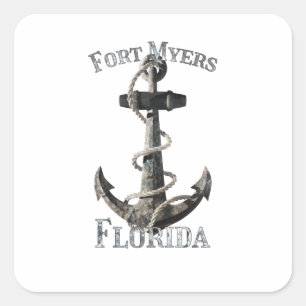 Fort Myers Florida Vacation Nautical Anchor Sailin Square Sticker