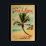 Fort Myers Magnet Florida Palm Tree Beach Vintage<br><div class="desc">Fort Myers Florida design in Vintage Travel style featuring a palm tree on the beach with ocean and sky.</div>