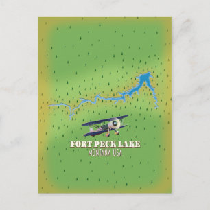Fort Peck Lake Montana USA map Postcard