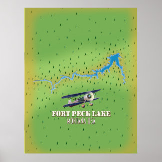 Fort Peck Lake Montana USA map Poster