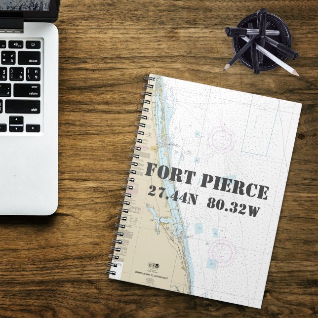 Fort Pierce FL Latitude Longitude Nautical Chart Notebook (Customizable Authentic Nautical Florida Notebook, Chart No. 11474
)
