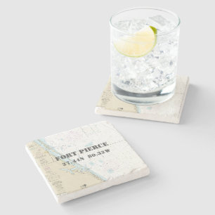 Fort Pierce, Florida Authentic Boating Chart Stone Coaster