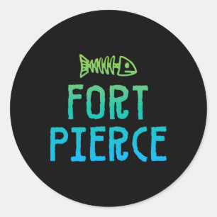 Fort Pierce Florida Souvenir Fish Skeleton Design Classic Round Sticker