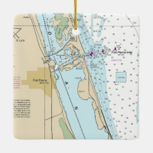 Fort Pierce Forida Chart Ceramic Ornament