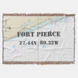 Fort Pierce Hometown Latitude Longitude Nautical Throw Blanket
