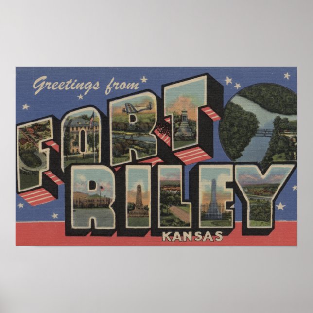 Fort Riley, Kansas - Large Letter Scenes Poster (Front)