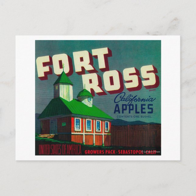 Fort Ross Apple Crate LabelSebastopol, CA Postcard (Front)