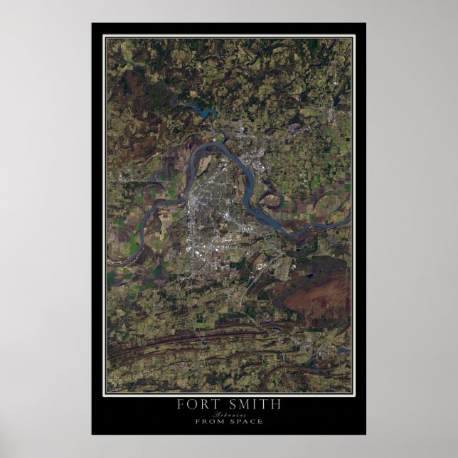 Fort Smith Arkansas From Space Satellite Map Poster (Front)