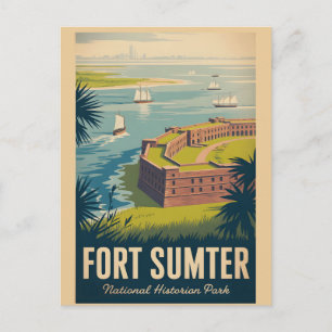Fort Sumter Vintage Charleston Poster Postcard