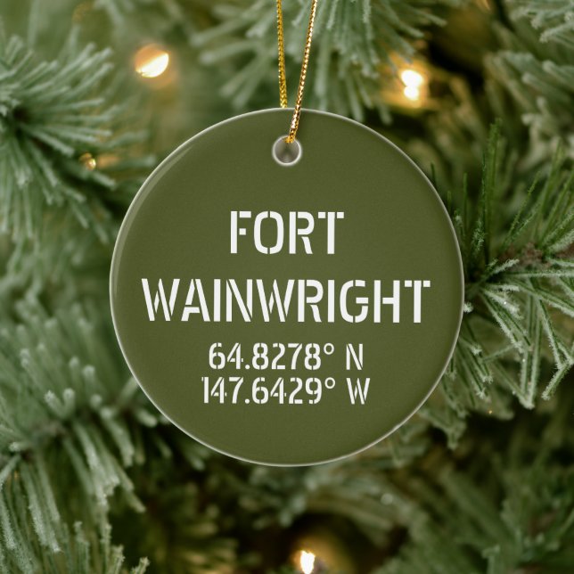 Fort Wainwright Latitude Longitude Personalised   Ceramic Tree Decoration (Tree)