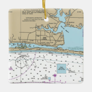 Fort Walton Beach Chart Ceramic Ornament