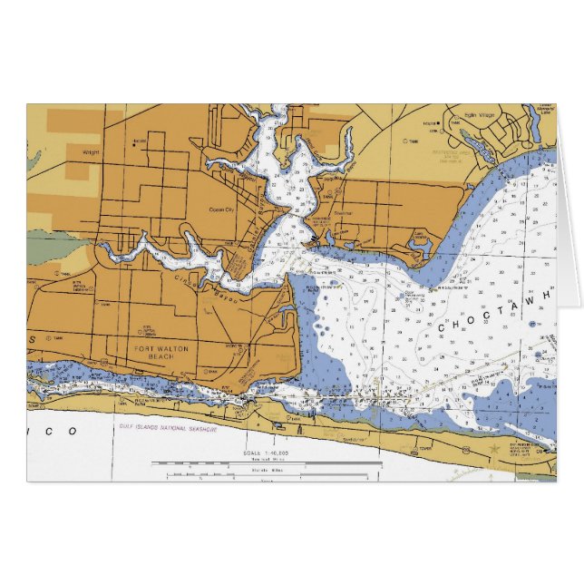 Fort Walton Beach, FL Nautical Chart (Front Horizontal)