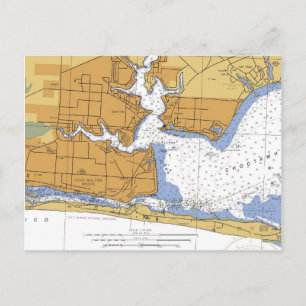 Fort Walton Beach, FL Nautical Chart Postcard