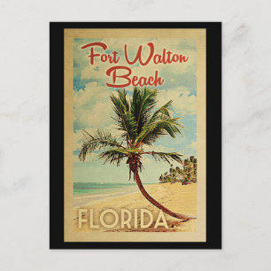 Fort Walton Beach Palm Tree Vintage Travel Postcard