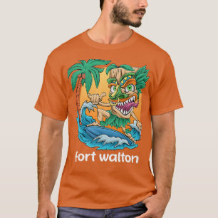 Fort Walton Florida Palm Tree Surfing Beach Vacati T-Shirt