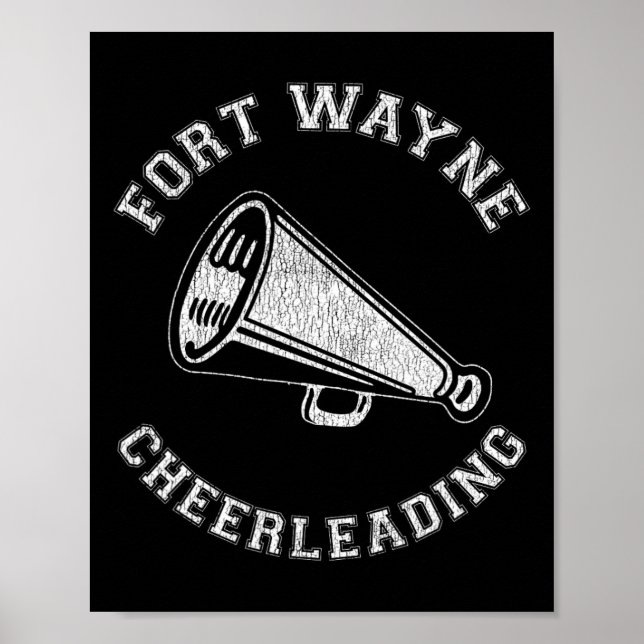 Fort Wayne Cheer Distressed Retro 90's Cheerleader Poster (Front)