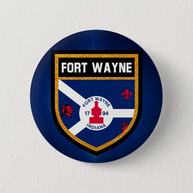 Fort Wayne Flag 6 Cm Round Badge (Front)