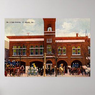 Fort Wayne, Indiana Fire Station 3 1915 Poster