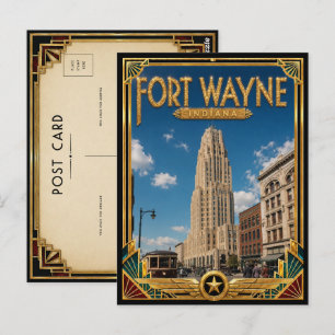 Fort Wayne Indiana Vintage Art Deco Golden Age Postcard