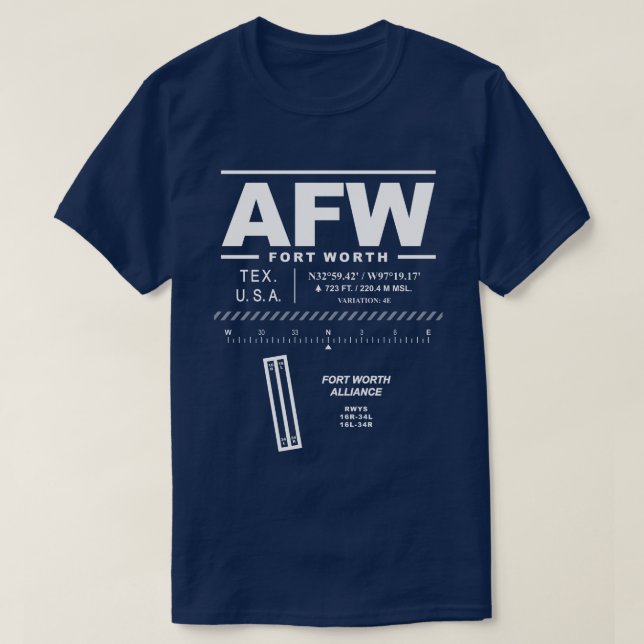 Fort Worth Alliance Airport AFW T-Shirt (Design Front)