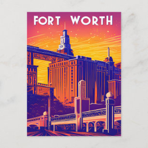 Fort Worth, City in Vibrant Colours, Travel Postcard