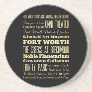Fort Worth City of Texas State Typography Art Coaster