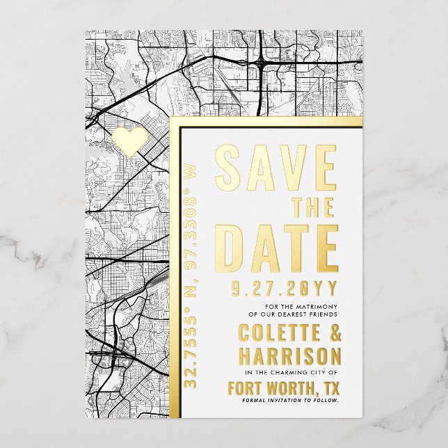 Fort Worth Love Locator | Wedding Save the Date (Front)