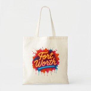 Fort Worth neon street-art splash design Tote Bag