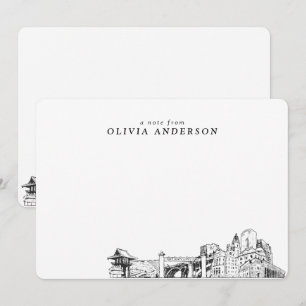 Fort Worth Skyline Sketch Personalised Note Cards
