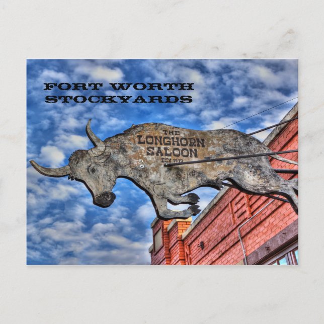 Fort Worth Stockyards: The Longhorn Saloon Postcard (Front)