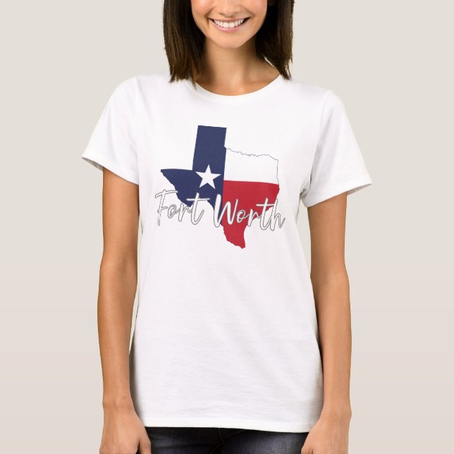 Fort Worth, Texas Flag Map Women's White T-Shirt (Front)