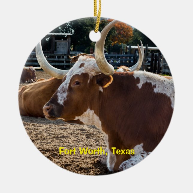 Fort Worth Texas Longhorns Ceramic Tree Decoration (Front)