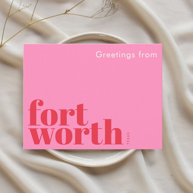 Fort Worth Texas modern pink red Postcard (Creator Uploaded)