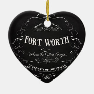Fort Worth, Texas - Queen City of the Prairie Ceramic Tree Decoration