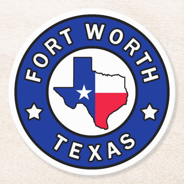 Fort Worth Texas Round Paper Coaster (Front)