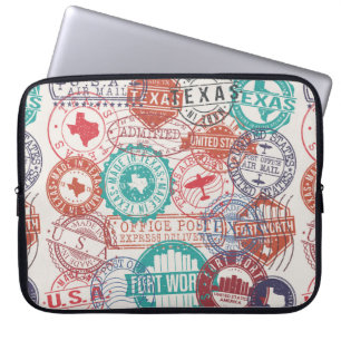 Fort Worth Texas Set of Stamps. Travel Stamp. Made Laptop Sleeve